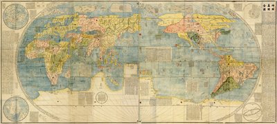 Copy of the 1602 map Kunyu Wanguo Quantu, created by Matteo Ricci at the request of the Wanli Emperor by Matteo Ricci